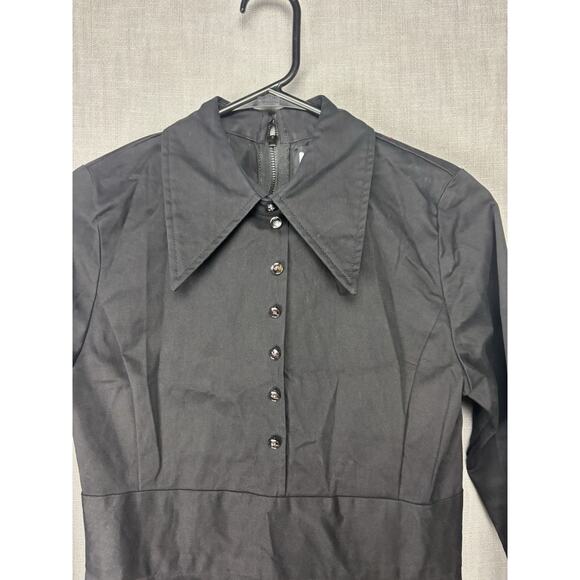 EUC UK 8 US 4 Disturbia Wednesday Black Collar Shirt Gothic Dress - Picture 2 of 10